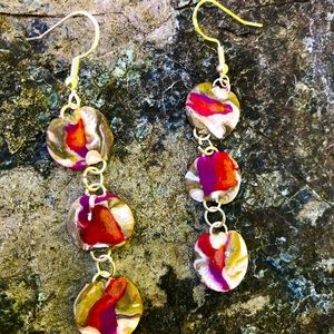 Lava flow- 3 tier polymer clay earrings